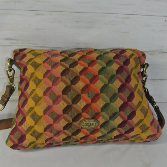 FOSSIL KEY-PER Fabric Leather Large FOLD OVER Bag - Picture 5 of 13